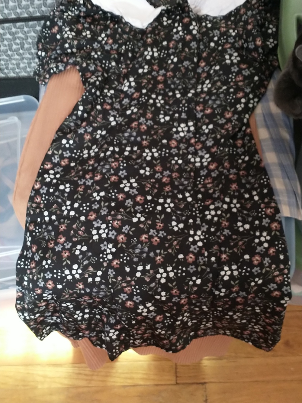 Black Floral Collared Dress